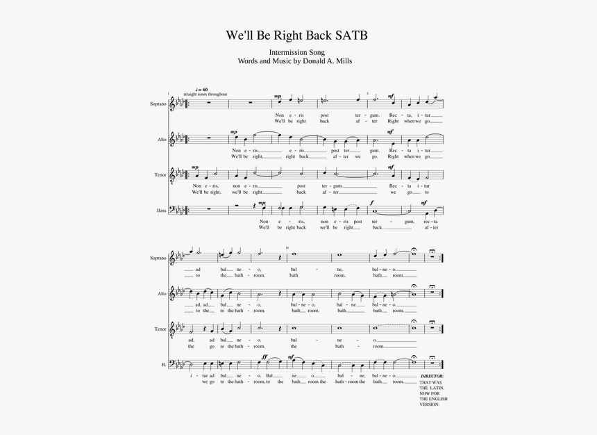 We Ll Be Right Back Sheet Music, HD Png Download, Free Download