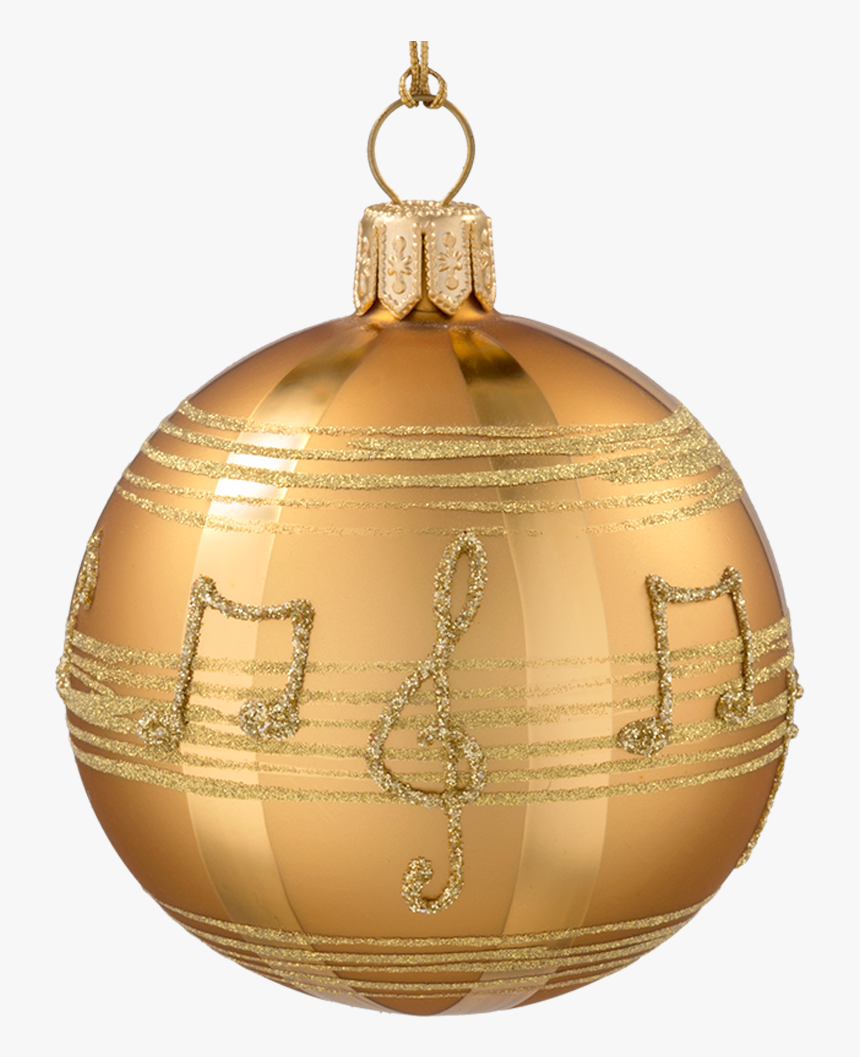 Glass Bauble Gold-coloured With Musical Notes, 10 Cm - Christmas Day, HD Png Download, Free Download