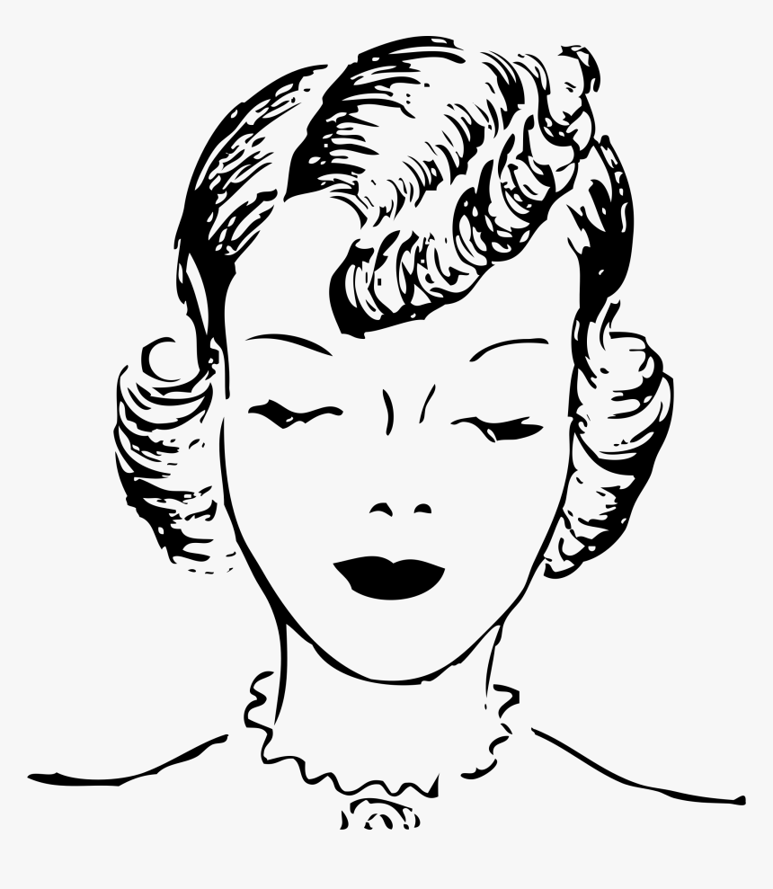 Girls Hair Style 4 Clip Arts - Drawing Of 50's Woman, HD Png Download, Free Download