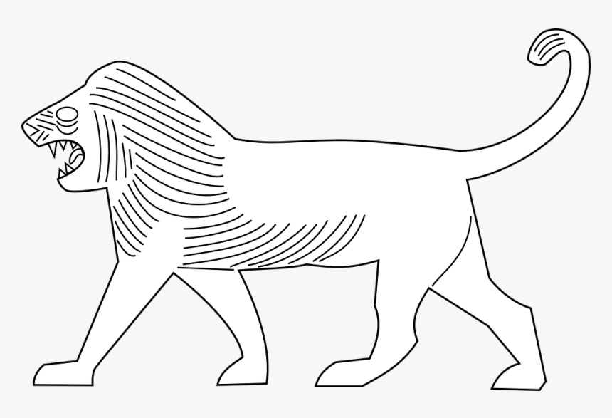 Lion, Walking, Animal, Mammal, Moving, Wildlife - Lion Of Babylon Outline, HD Png Download, Free Download