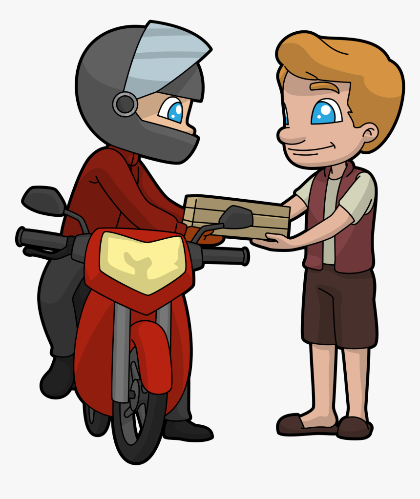 Cartoon Delivery Guy In A Motorbike Clipart Png Download