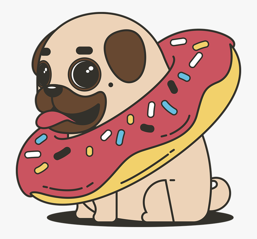 Pug, Donut, Sweets, Tasty, Bun, Cupcake - Pug In A Donut, HD Png Download, Free Download