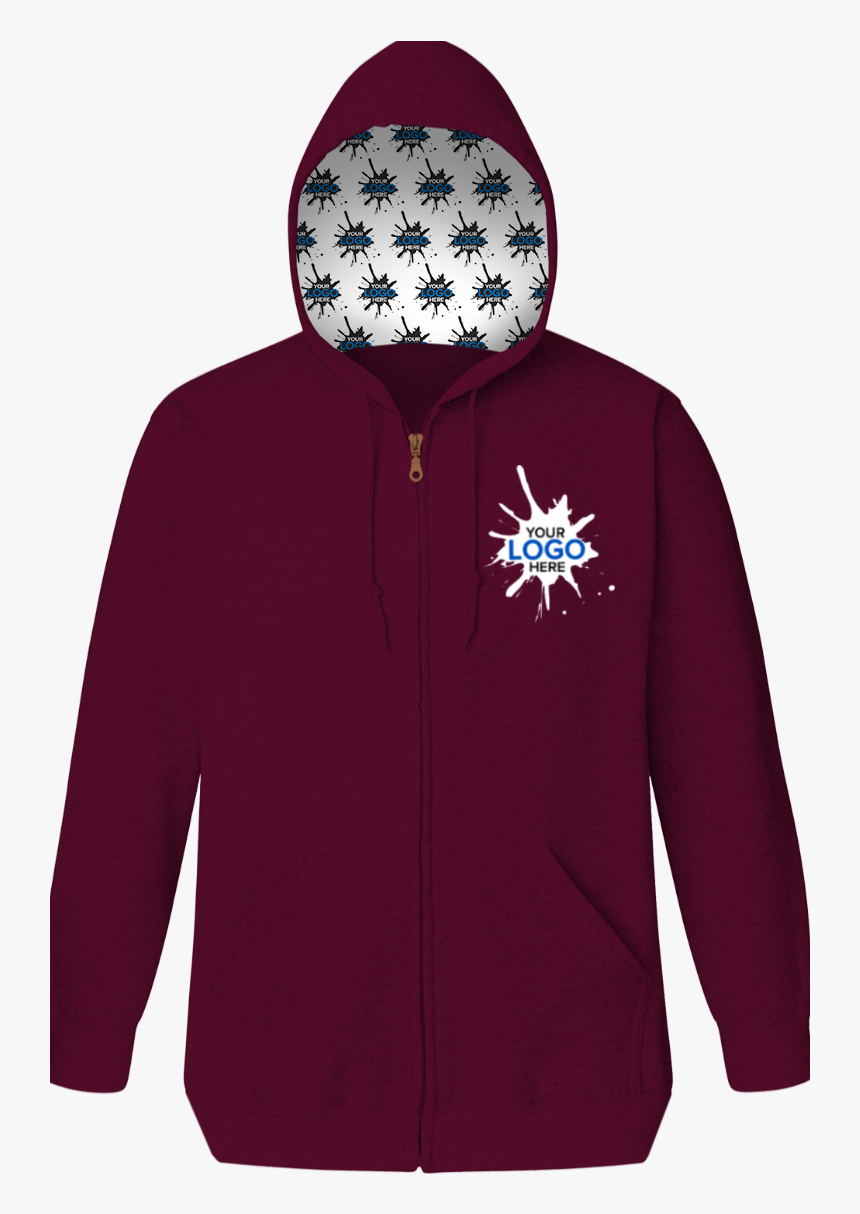 Your Logo Here Fleece Zip Front Hoodie Burgundy Extra - Hoodie, HD Png Download, Free Download