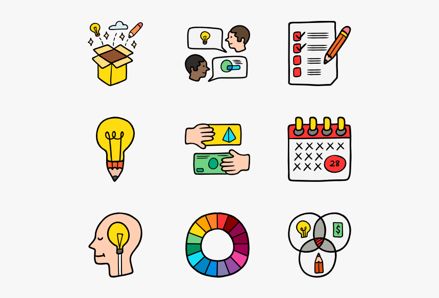 Essential Set - Hand Drawn Colorful Icons, HD Png Download, Free Download