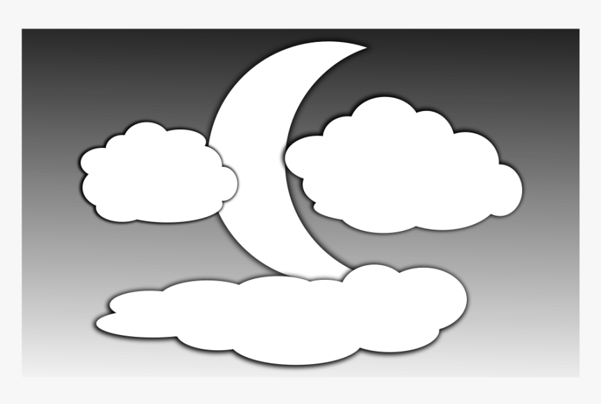 Moon Black And White Clouds And The Moon 2 Clipart - Moon And Clouds Clipart Black And White, HD Png Download, Free Download