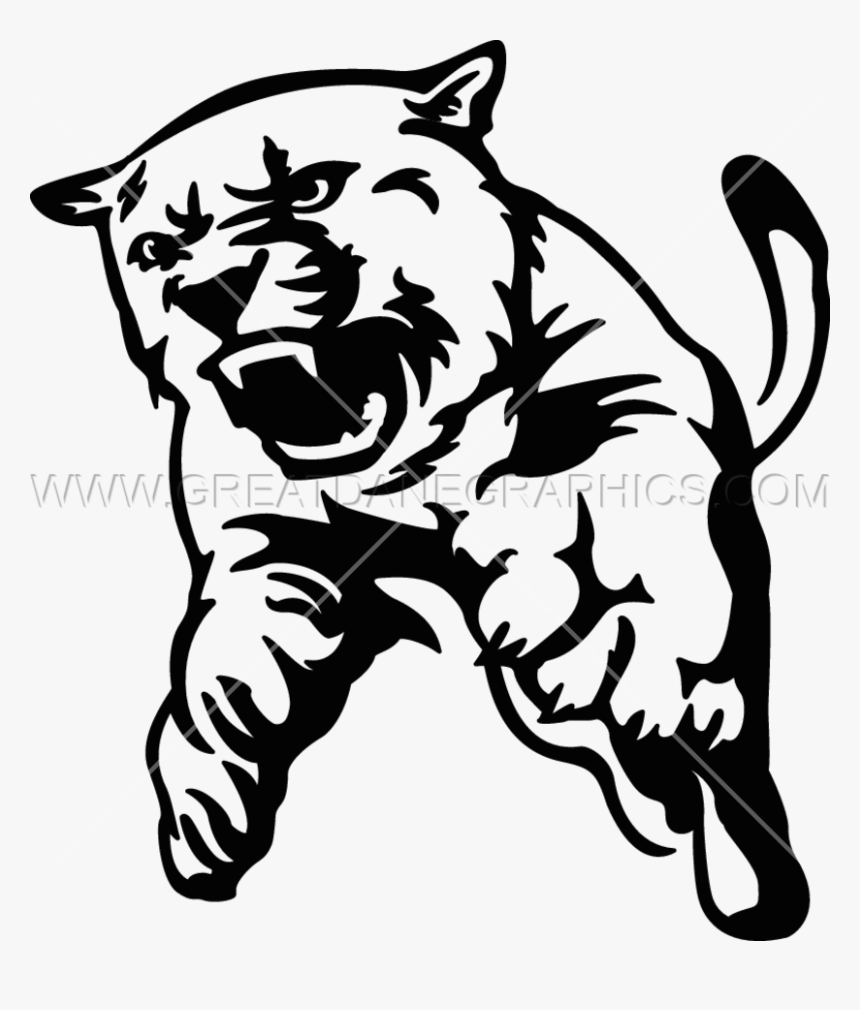 Clip Freeuse Library Full Body Production Ready - Cougar Black And White, HD Png Download, Free Download