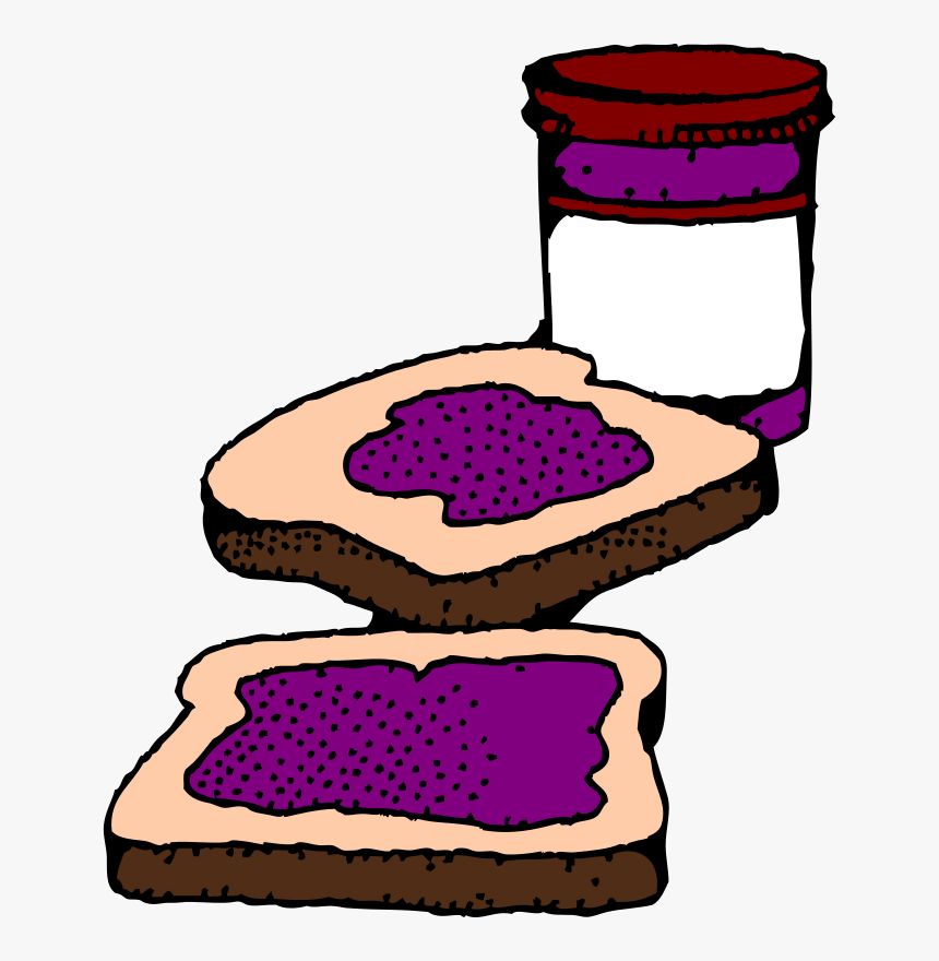 Free Colorized Peanut Butter And Jelly Sandwich - Peanut Butter Jelly Sandwich Clipart, HD Png Download, Free Download