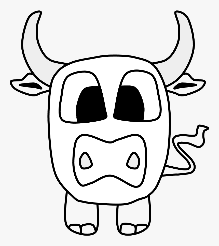 Bull Big Eyes Black And White Cartoon Animal Png Black And White Cartoon Bull Transparent Png Kindpng