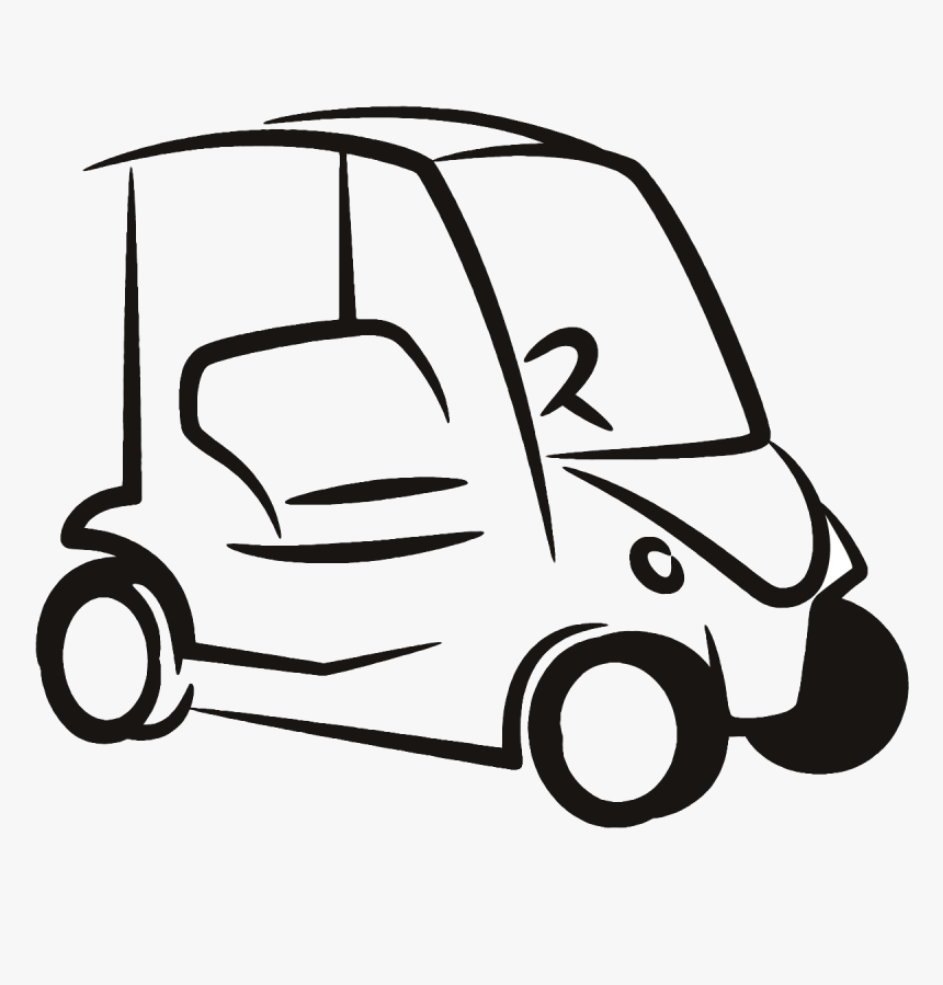 Red Golf Cart Clip Art - Golf Cart Line Art, HD Png Download, Free Download