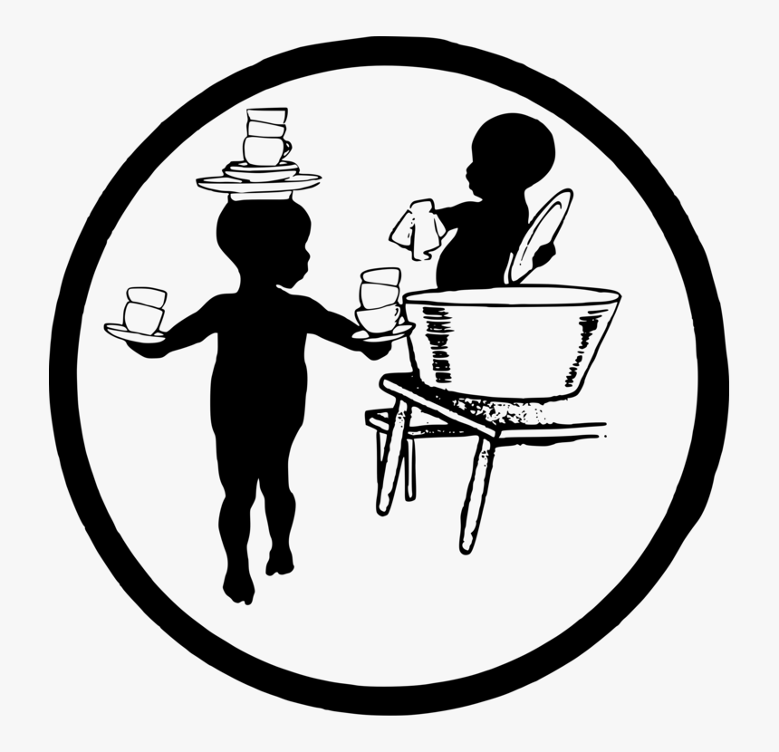 Human - Doing Chores Cartoon Black And White, HD Png Download, Free Download