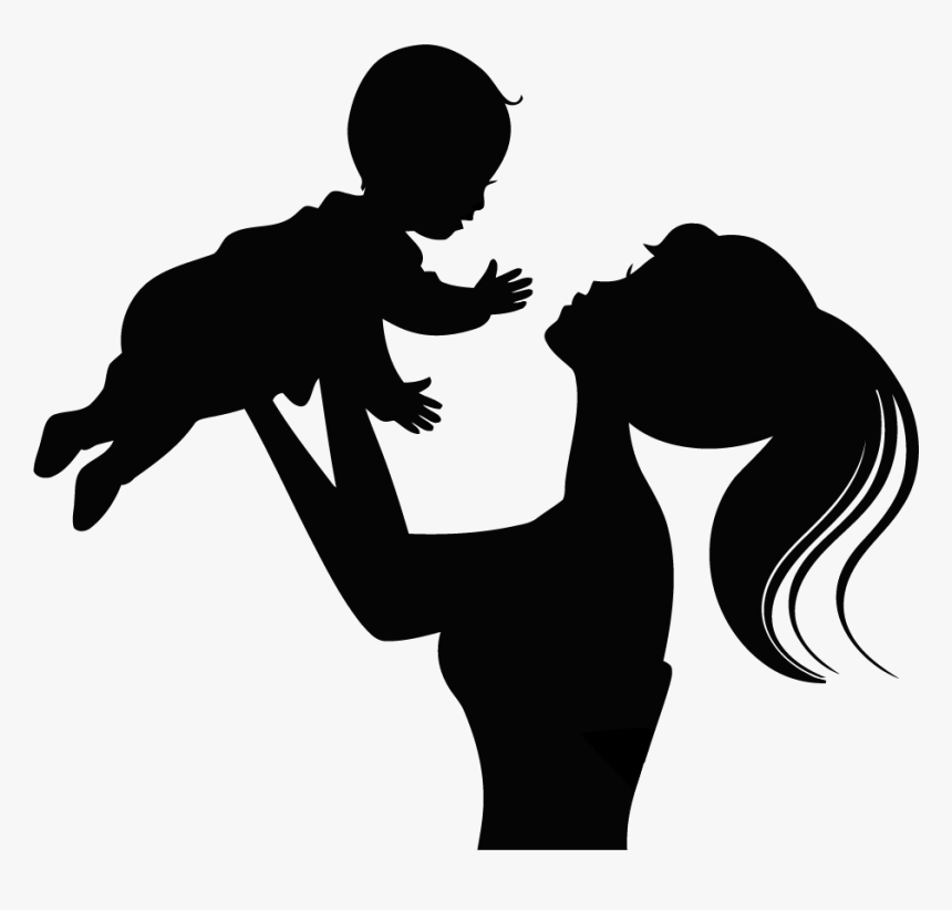 Silhouette Child Infant Mother - Transparent Mother And Baby Silhouette, HD Png Download, Free Download