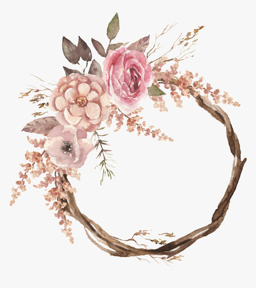 Sweet Wreath Watercolor Hand-painted Transparent Material - Boho Wedding Stationery Clip Art, HD Png Download, Free Download