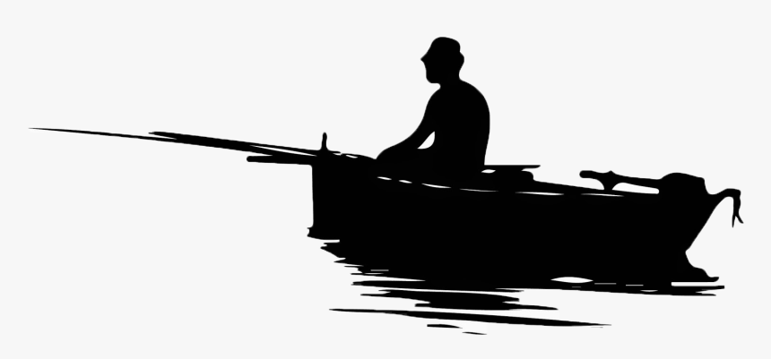 Fisherman On Boat Silhouette , Transparent Cartoons - Fishermen Boat Clip Art, HD Png Download, Free Download