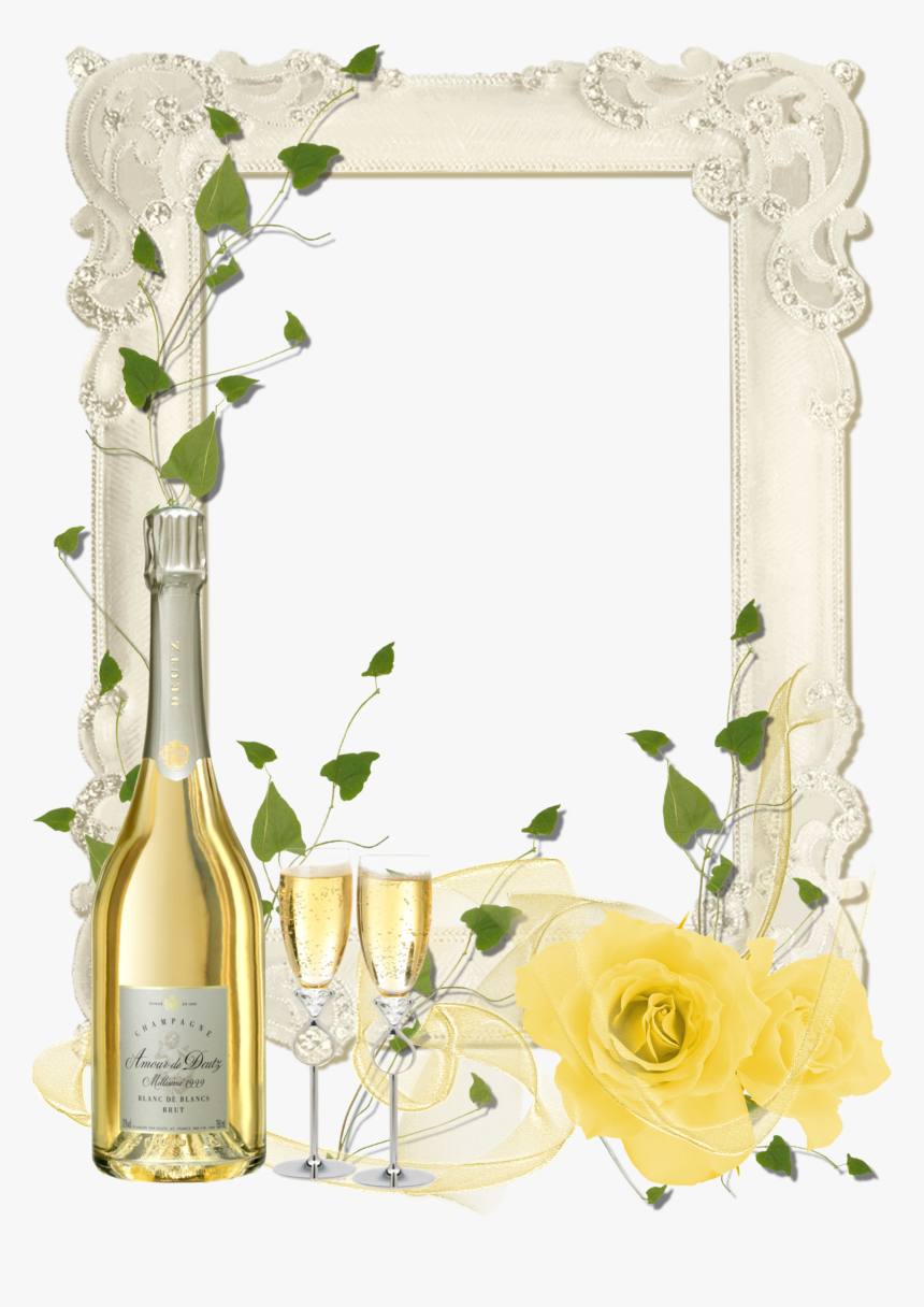 Delicate Transparent Png Frame With Yellow Roses And - Frame Clipart Champagne, Png Download, Free Download