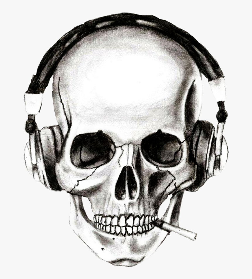 Dj Clipart Skull, Hd Png Download - Drawing Of Ghost Skull, Transparent Png, Free Download