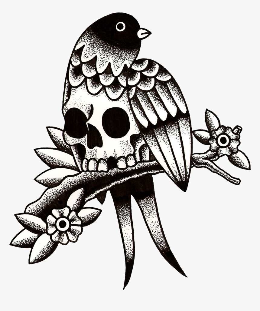 Old School Flash Swallow Tattoo Tattoo Artist - Tattoo Old School Drawing, HD Png Download, Free Download