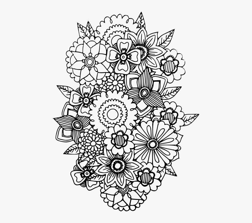 Adult Colouring Book Flowers, HD Png Download, Free Download