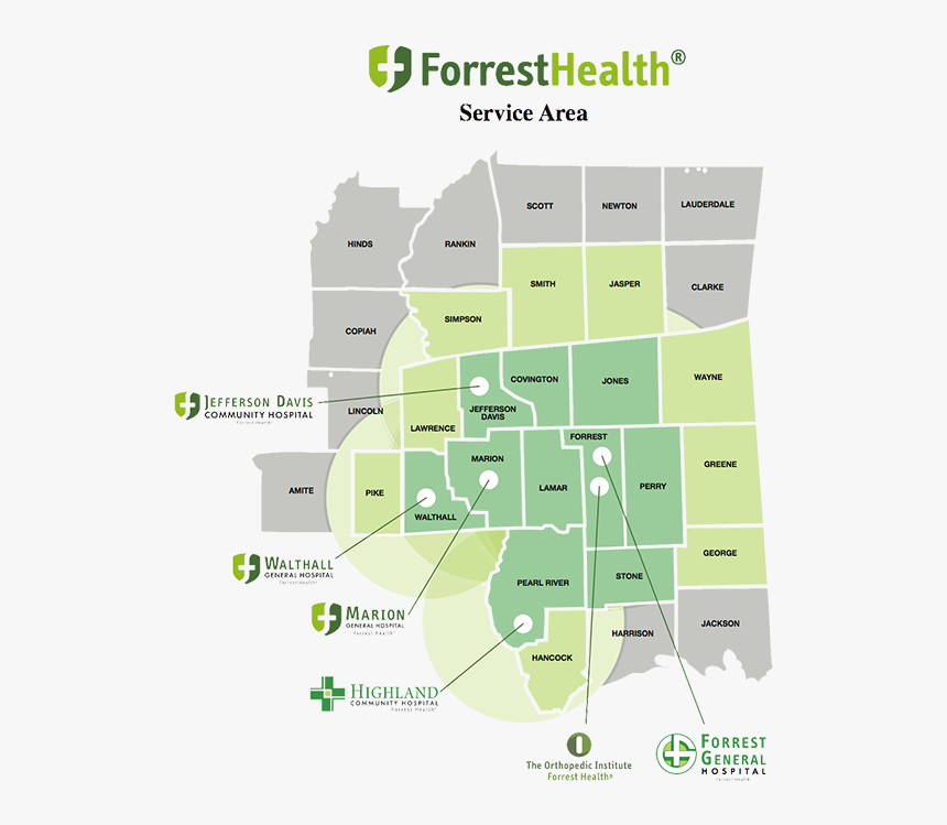 Forrest General Hospital Hattiesburg Ms Map, HD Png Download, Free Download