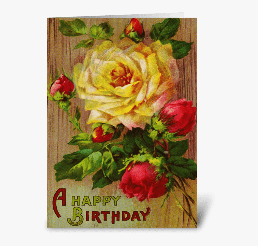 Vintage Rose Greeting Card - Flower Rose Birthday Cards, HD Png Download, Free Download