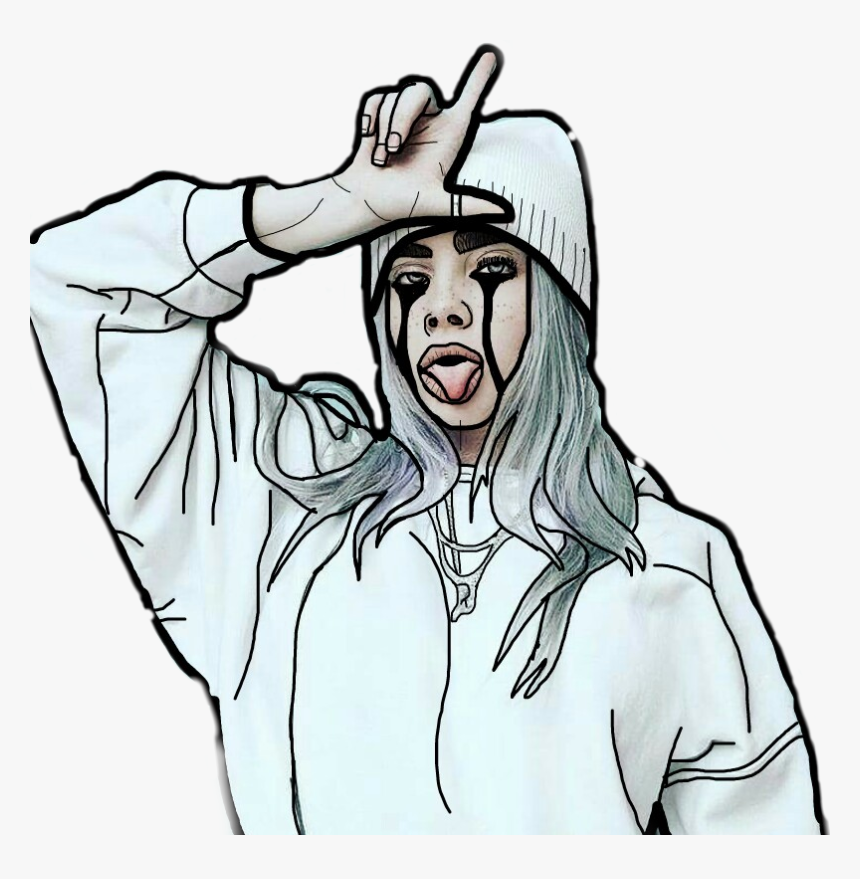 Billie Eilish, Drawing, Aesthetics, Music, Iphone, Black Hair, Beauty, Girl  transparent background PNG clipart | HiClipart