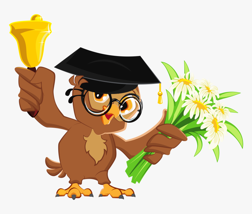 Owl With School Bell - School Bells Png, Transparent Png, Free Download