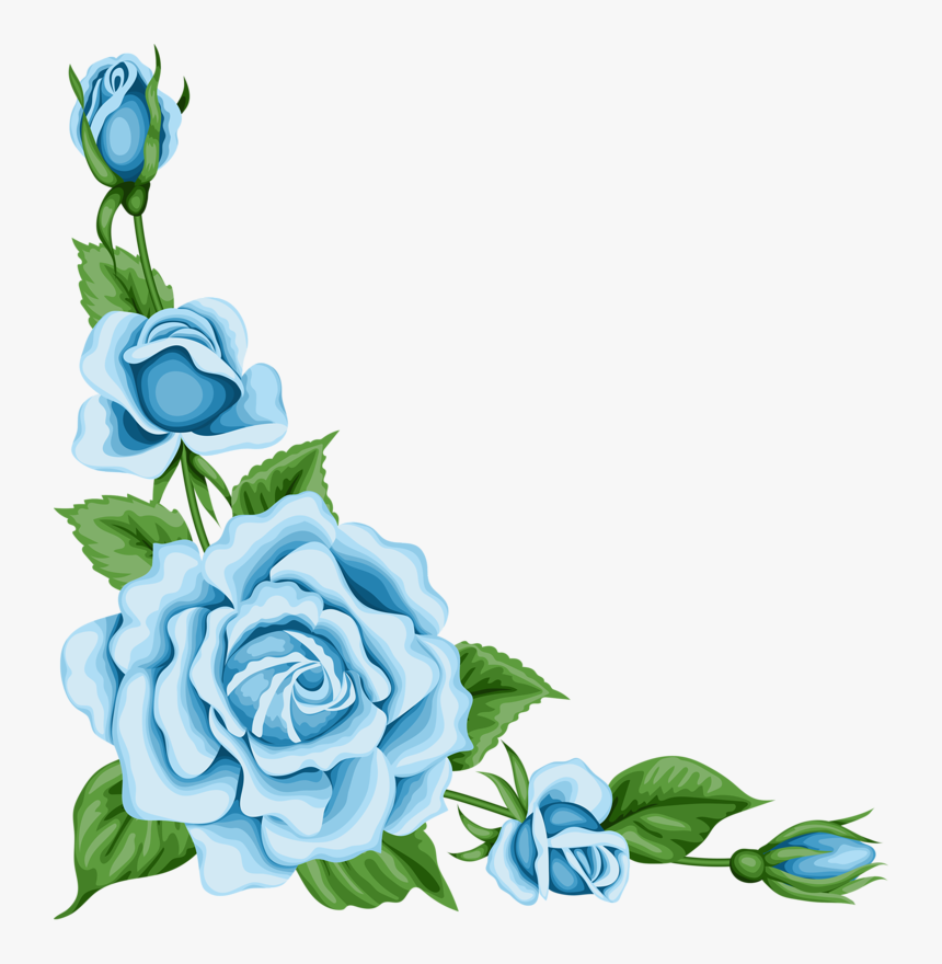 Vintage Flower Card With - Transparent Blue Flower Border, HD Png