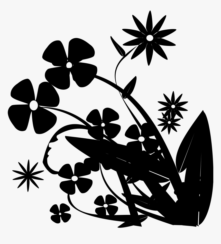 Clip Art Flower Pattern Silhouette Leaf - Clip Art, HD Png Download, Free Download