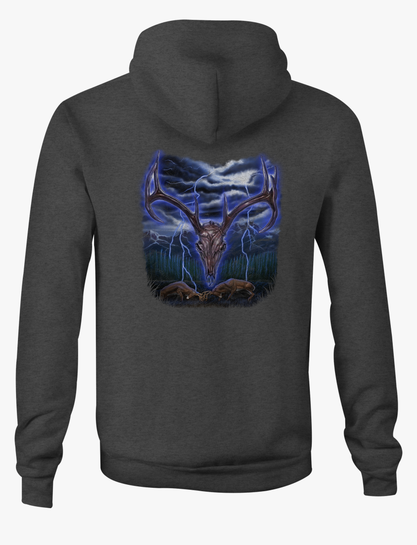 Zip Up Hoodie Deer Antler Skeleton Fighting Bucks Stormy - Hoodie, HD Png Download, Free Download