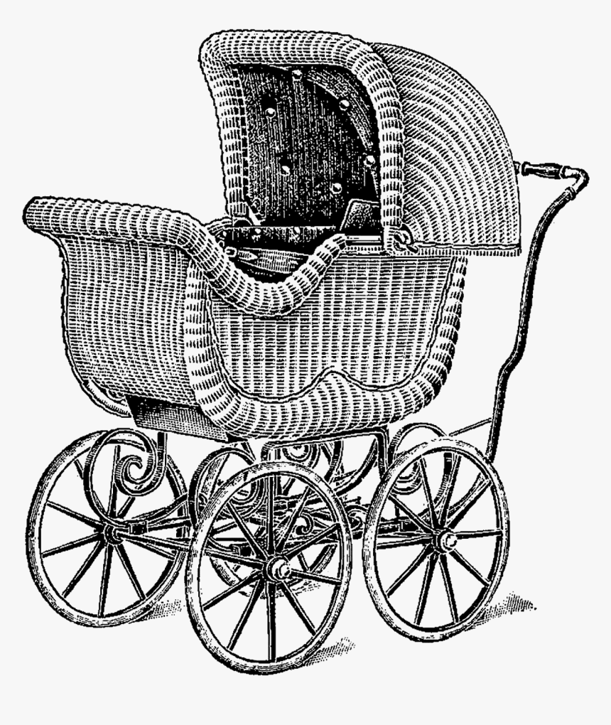 Digital Baby Carriage Illustration - Baby Carriage Vintage Illustration, HD Png Download, Free Download