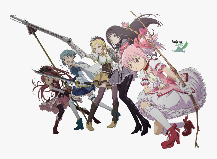 Puella Magi Madoka Magica Group 3 Render By Anouet-d5fmohk - Madoka Magica Anime Scenes, HD Png Download, Free Download