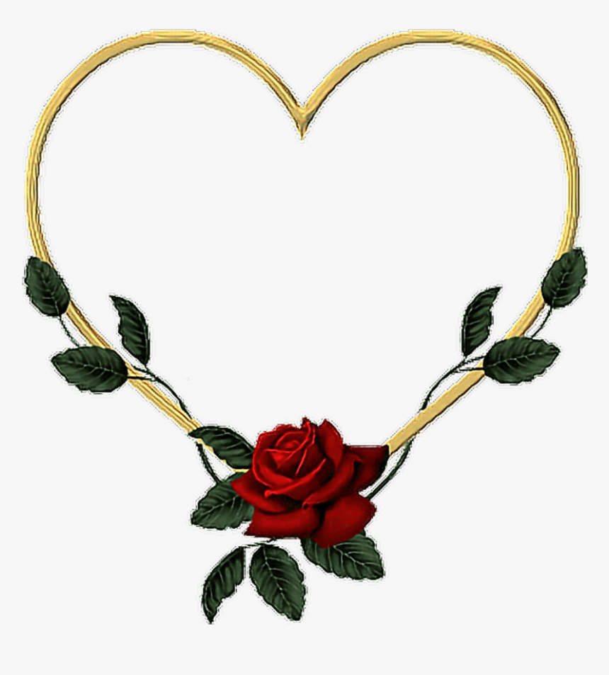 #goldheart #gold #heart #rose #vines #leaves #flower - Heart Of Roses Frame, HD Png Download, Free Download