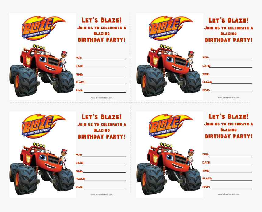 Transparent Blaze And The Monster Machines Png - Blaze And The Monster Machine Blank Invitations, Png Download, Free Download