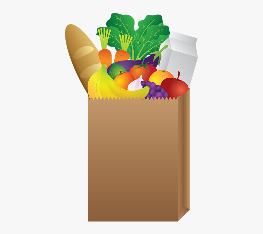 Paper Of Food Illustration - Cartoon Grocery Bag Png, Transparent Png, Free Download