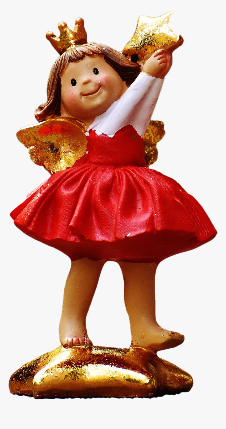 Free Angel Girl With Golden Star Christmas Png Image, Transparent Png, Free Download