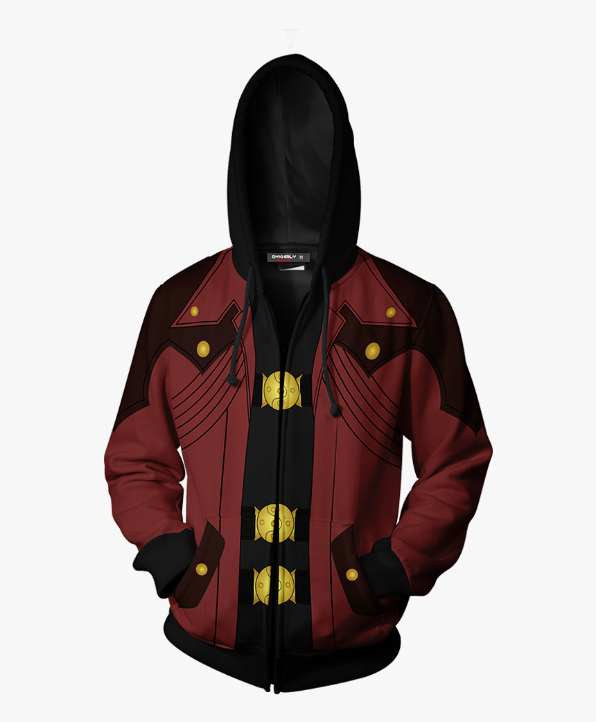 Dante Devil May Cry Cosplay Zip Up Hoodie Jacket - Portgas D Ace Hoodie, HD Png Download, Free Download