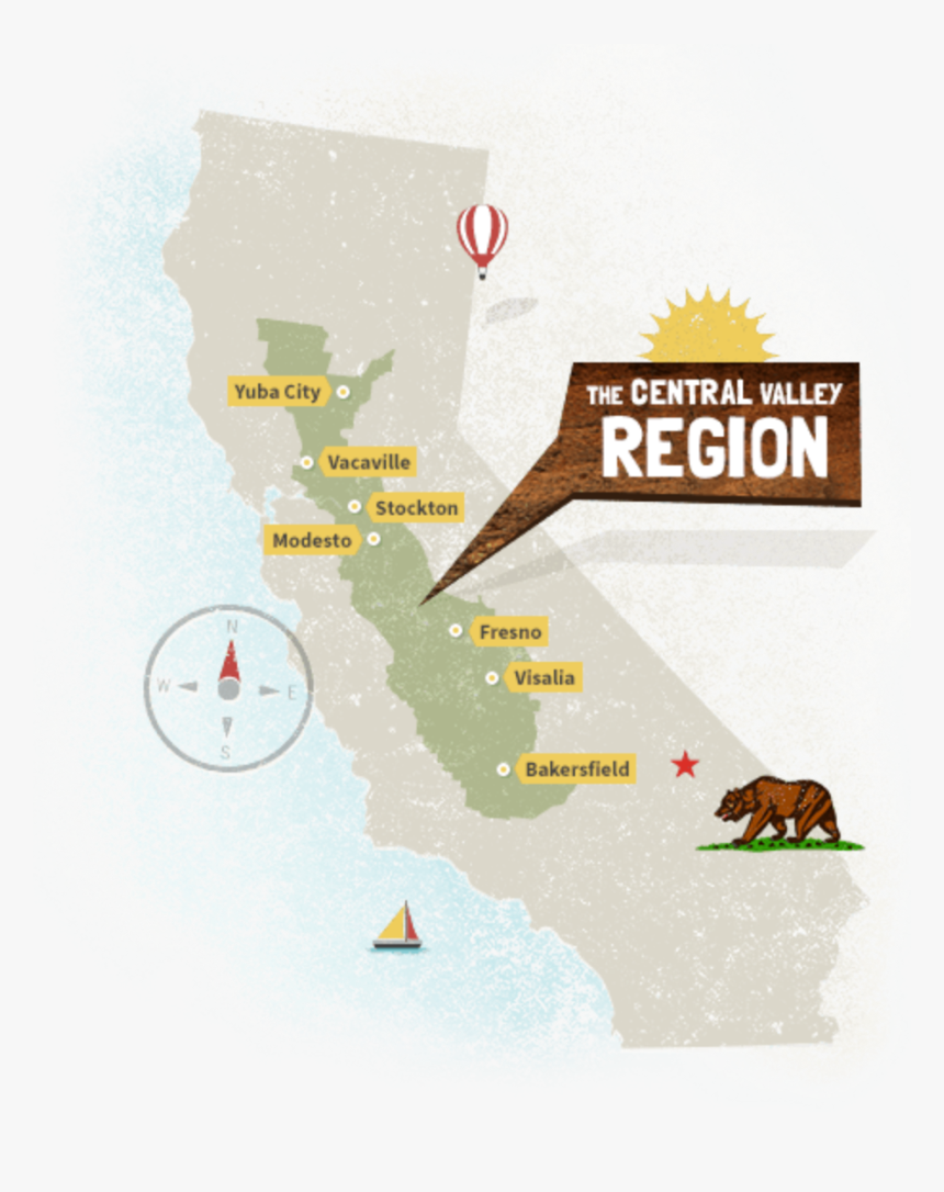 California Central Valley Region Map, HD Png Download, Free Download