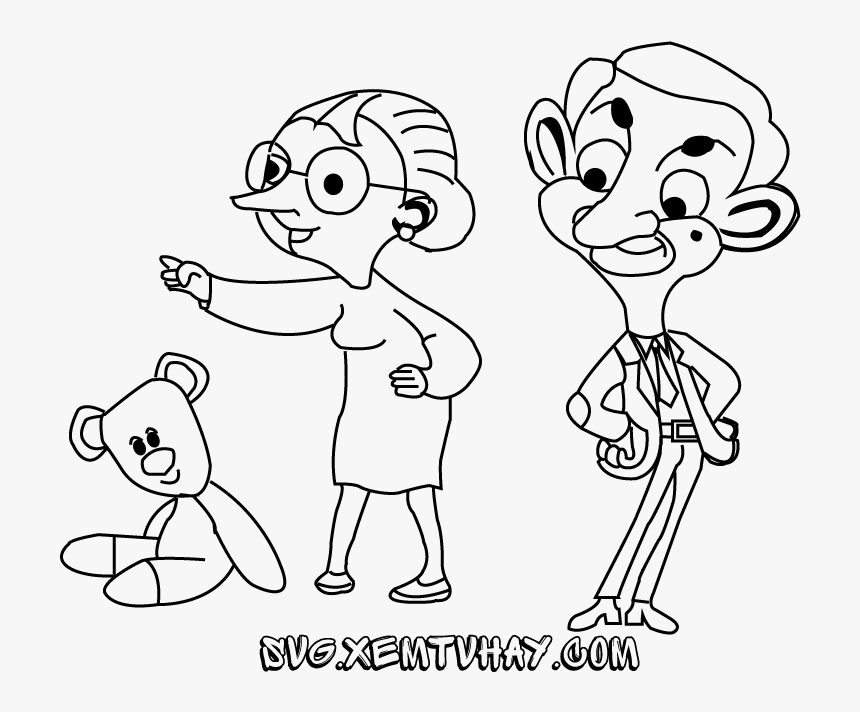 Free Mr Bean And Teddy Coloring Pages, Free Cartoon - ภาพ ระบายสี Mr Bean, HD Png Download, Free Download