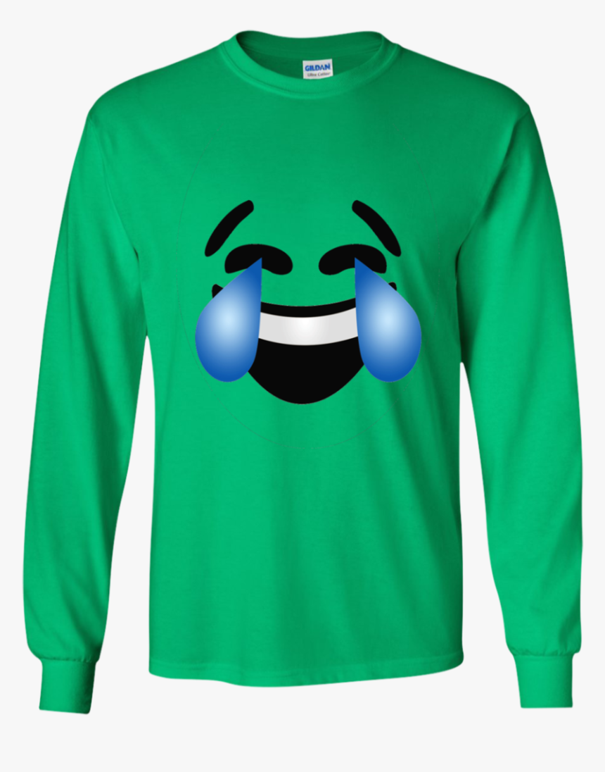 Emoji Costume Laughing Tears Of Joy Emoji Ls - Long-sleeved T-shirt, HD Png Download, Free Download