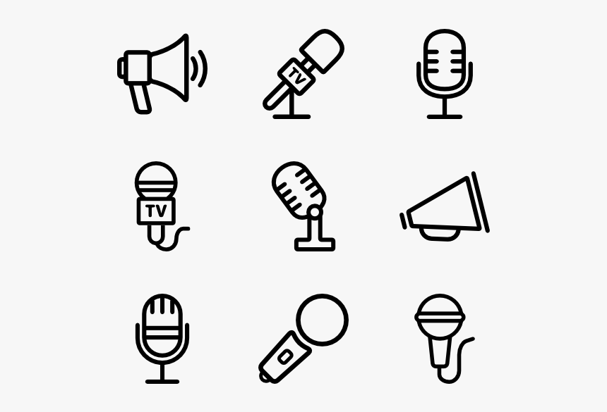 Bullhorn And Mics Linear - Hand Drawn Social Media Icons Png, Transparent Png, Free Download