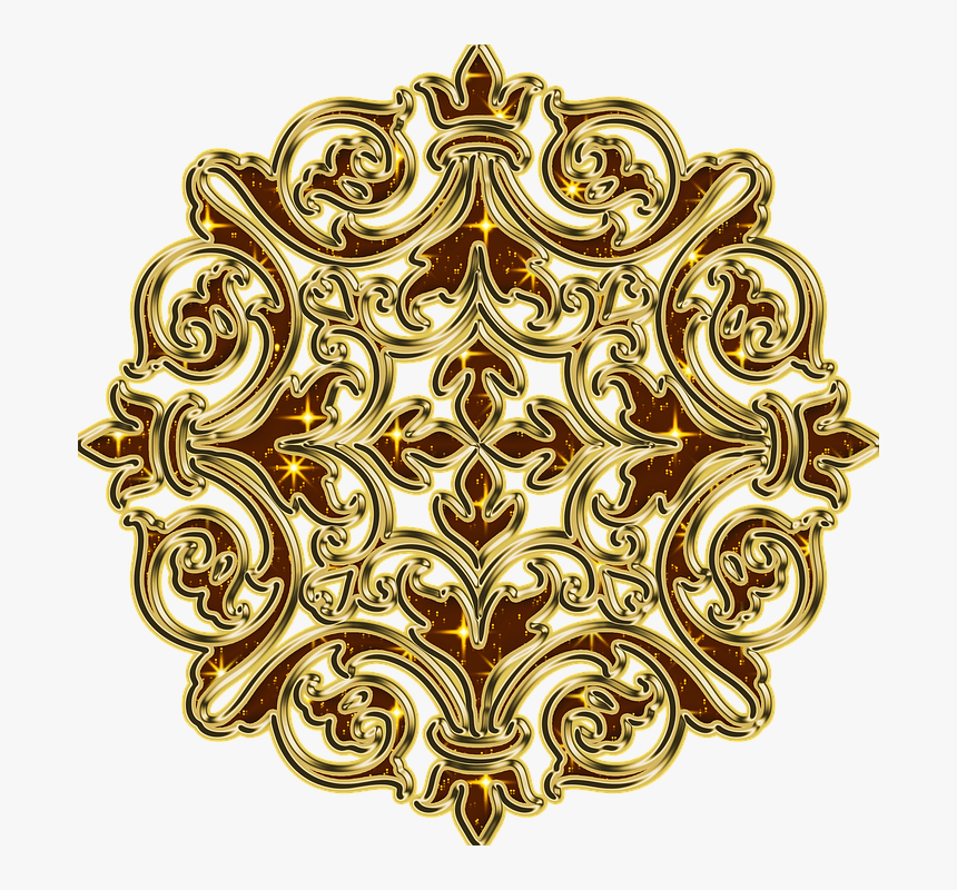 Shape, Decorative, Unique Starred Design, Gold Edges - Classic Pattern Gold Png, Transparent Png, Free Download