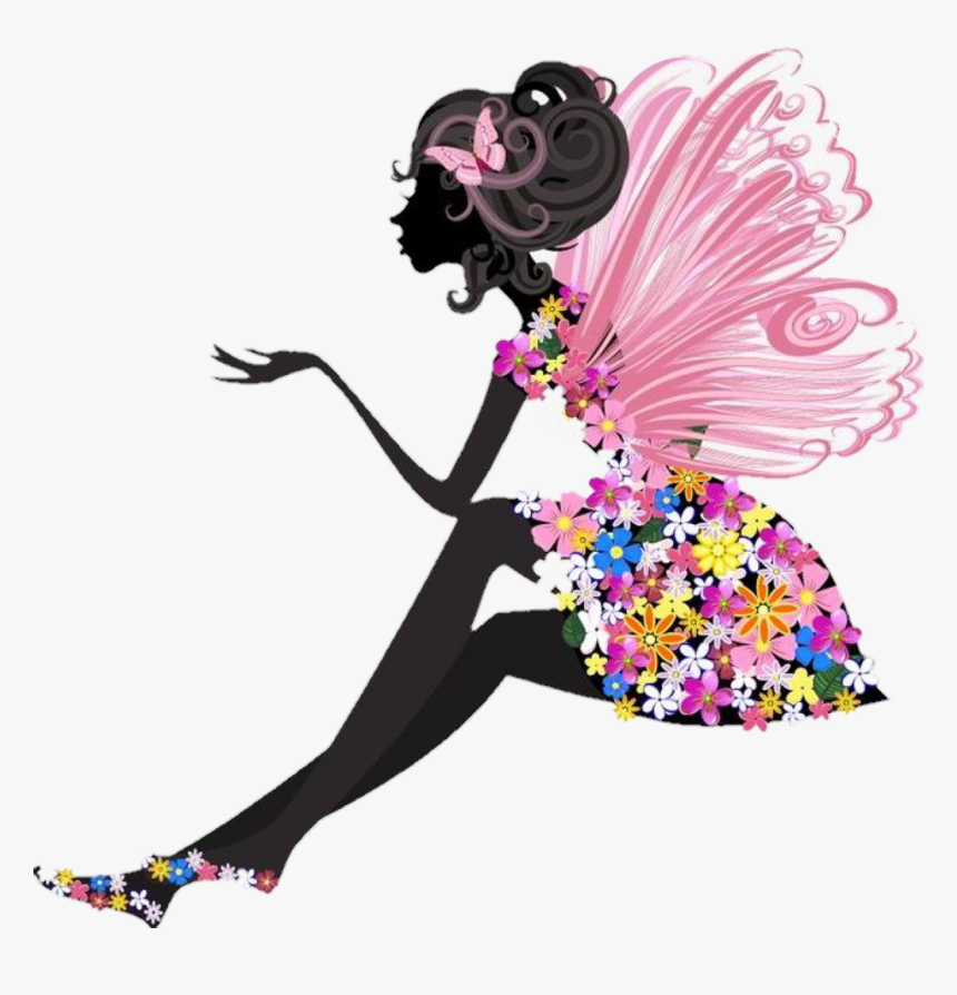 Mujer Flores Mariposa Hermosa Freetoedit - Fashion Girl Sketch Png, Transparent Png, Free Download