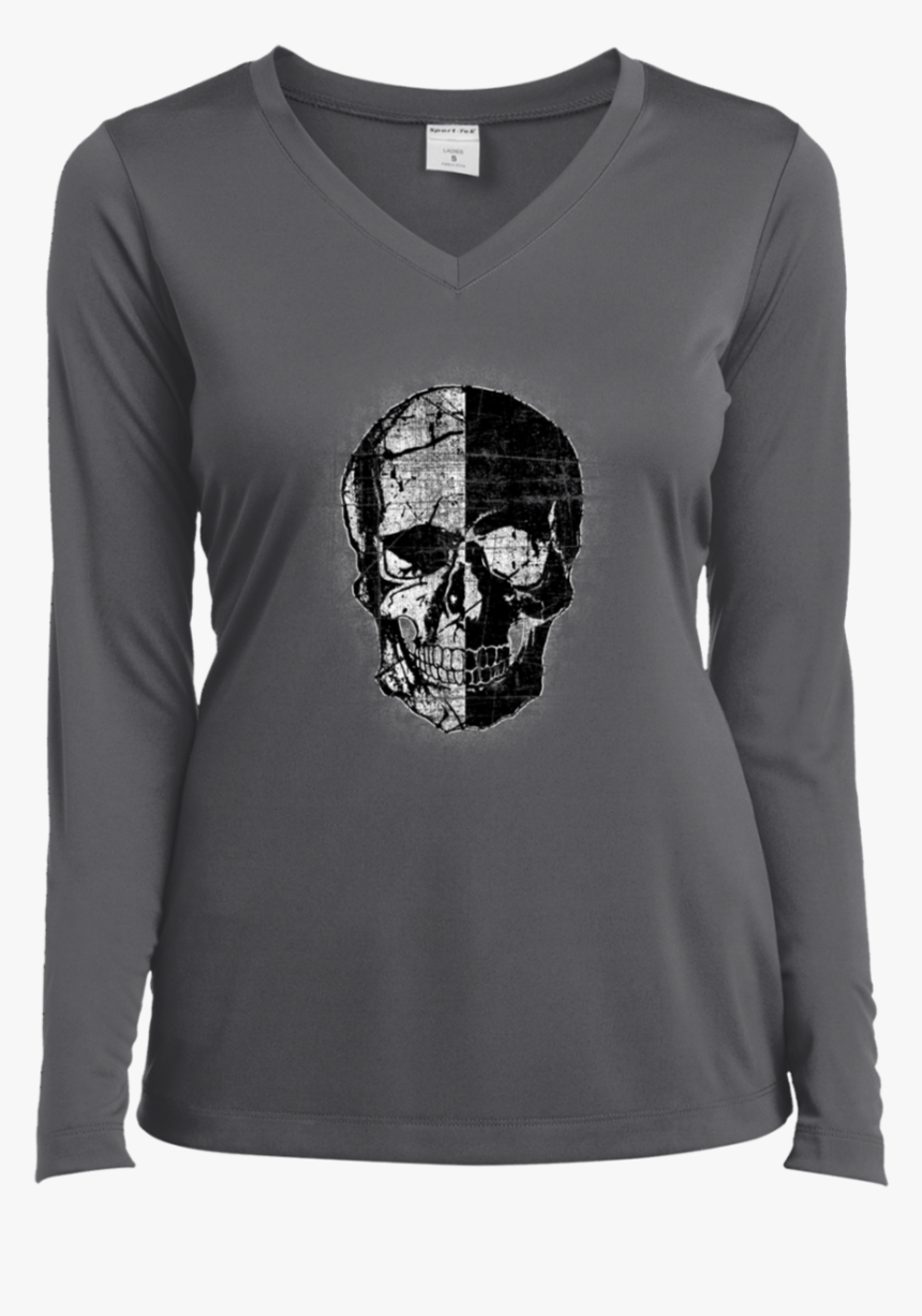 Black & White Skull V Neck T Shirt - Queen Are Born In October 15, HD Png Download, Free Download