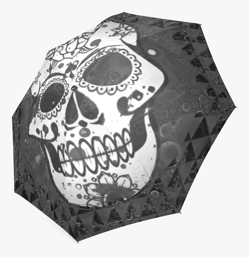 Black And White Skull Foldable Umbrella - Skull, HD Png Download, Free Download