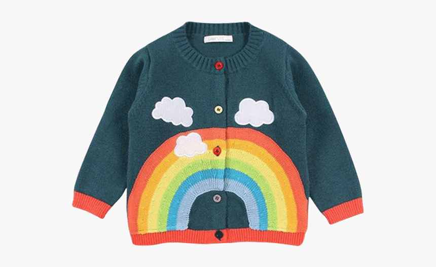 Cloudy Rainbow Sweater - Cardigan, HD Png Download, Free Download