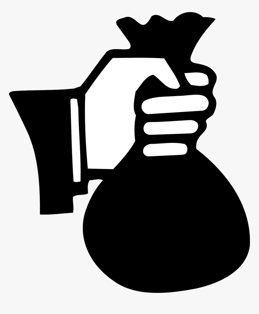 Money Bag, Hand, Coins, Symbol, Icon, Black, White - Money Bag Silhouette Png, Transparent Png, Free Download
