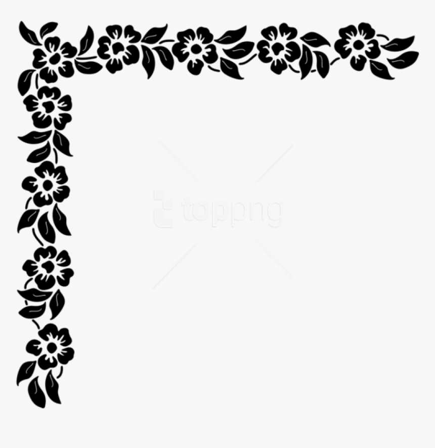 Floral Corner Png - Black And White Corner Design, Transparent Png, Free Download