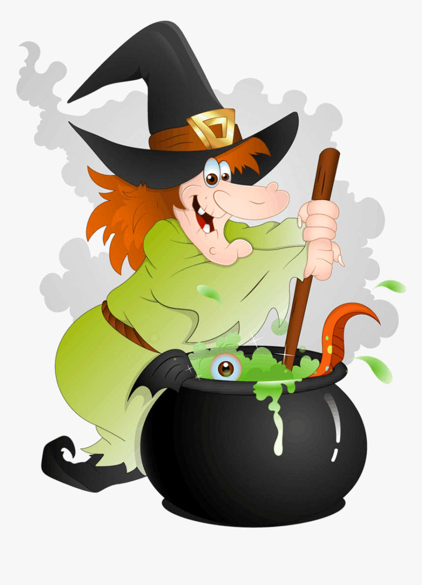 Witch With Cauldron Clipart, HD Png Download, Free Download