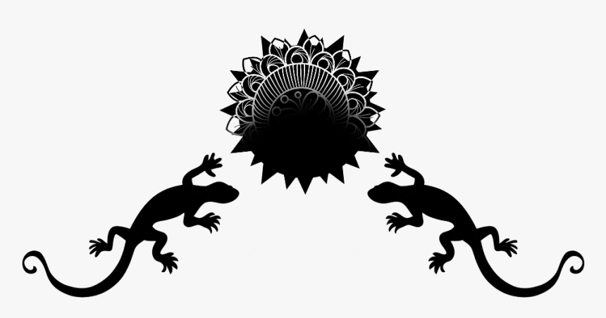 #design #lizard #sun #silhouette #black #zentangle - Gecko, HD Png Download, Free Download