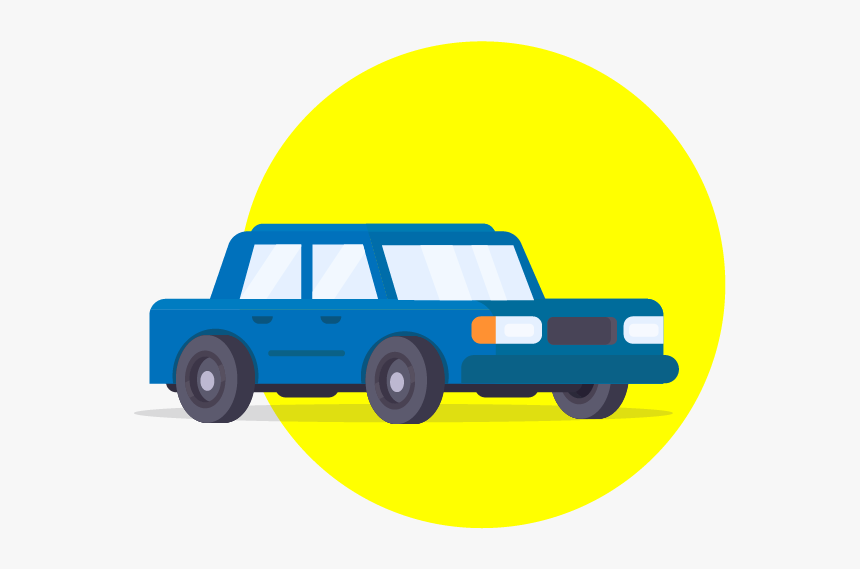 Car Illustration Ux Icon Ui Design Blue And Yellow - Car, HD Png Download, Free Download