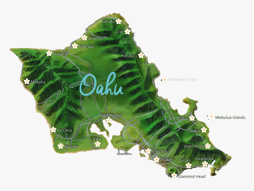 3d Map Of Oahu, HD Png Download, Free Download